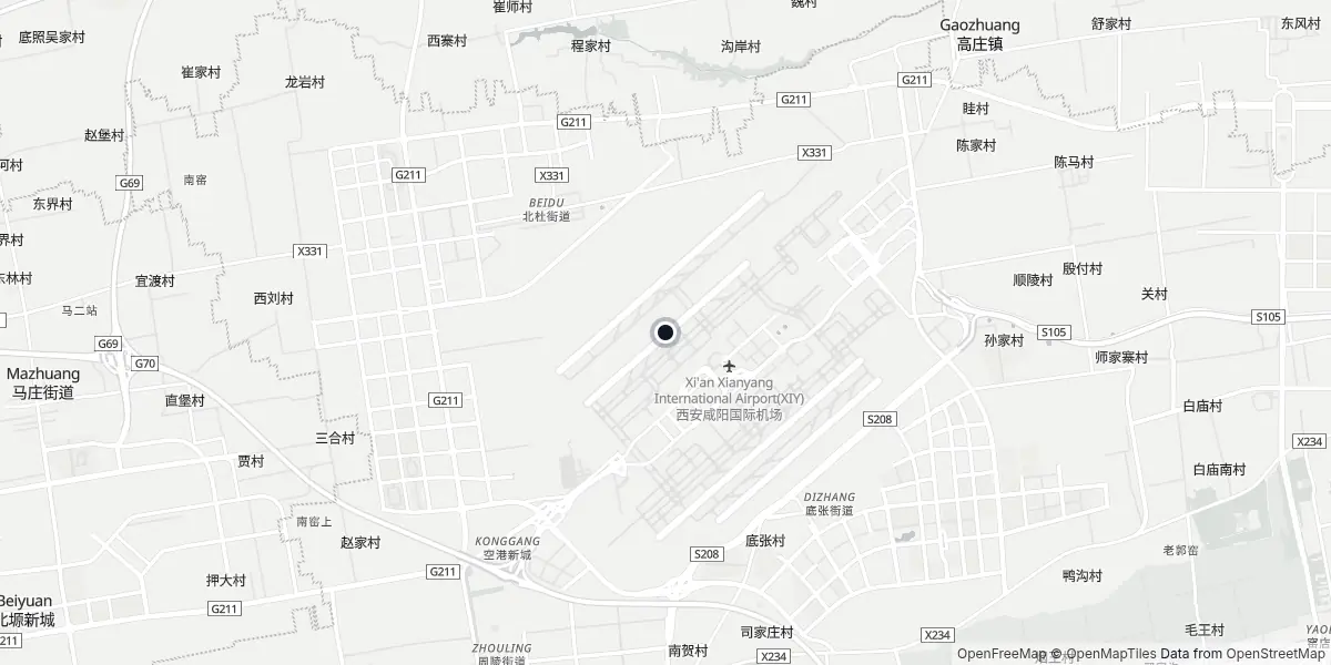 Mapa do Aeroporto de Xi'an - Xianyang