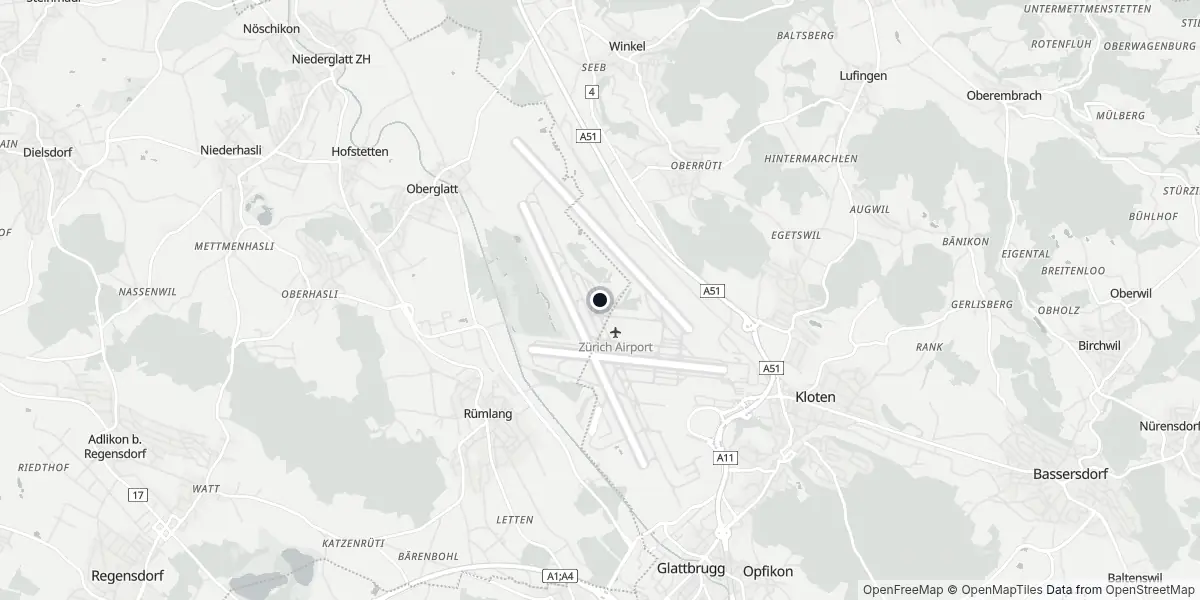 Mappa dell'Aeroporto di Zurigo