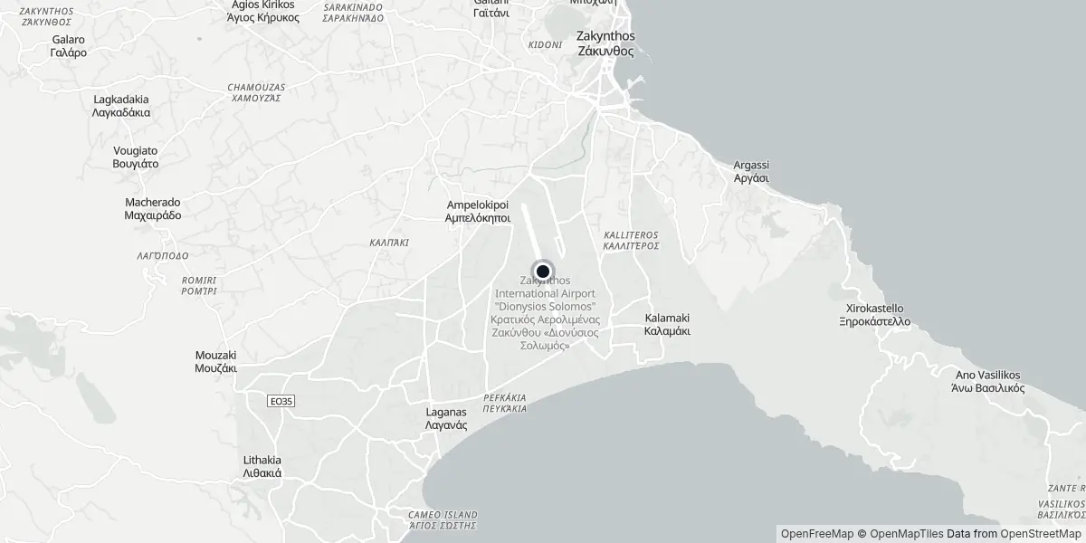 Mapa do Aeroporto de Zakynthos - Dionysios Solomos